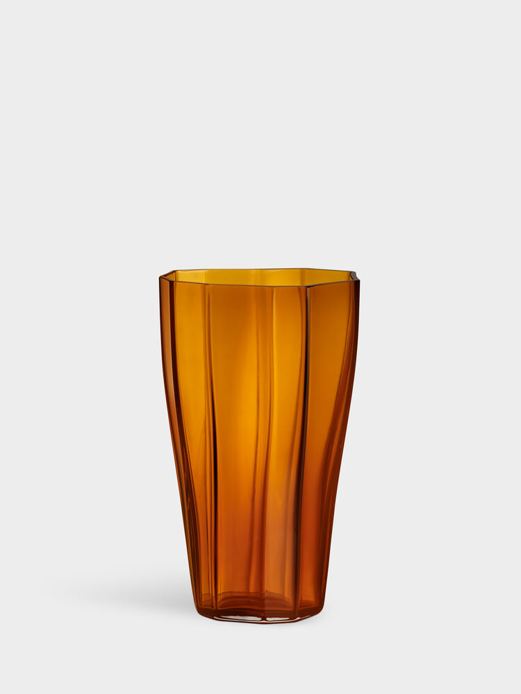 ORREFORS Reed vase amber 30cm